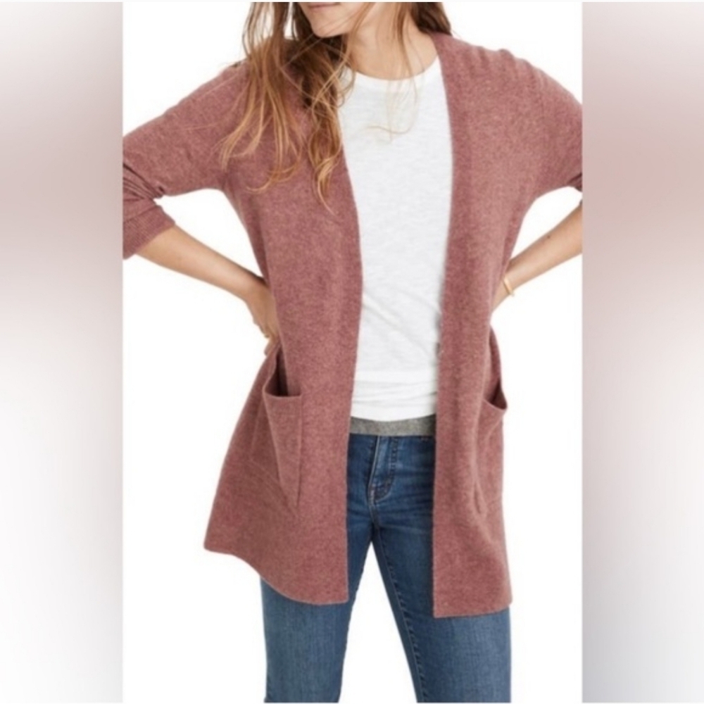 Madewell Heather Petal Dusky Pink Kent Cardigan Wool Blend Sweater